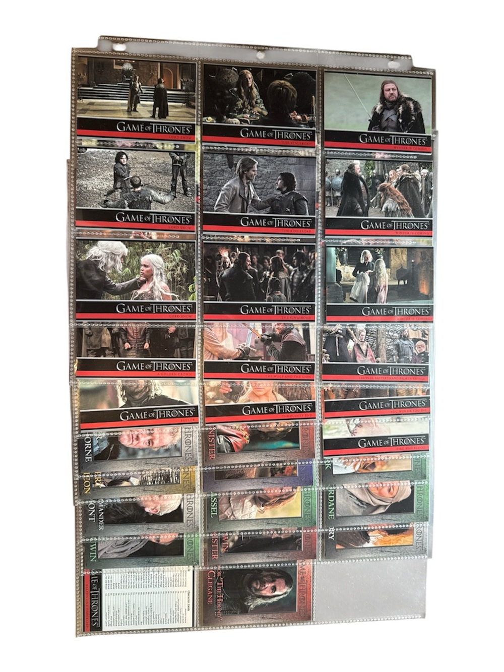 Game of Thrones Season One Incomplete Trading Card Set with Sleeves